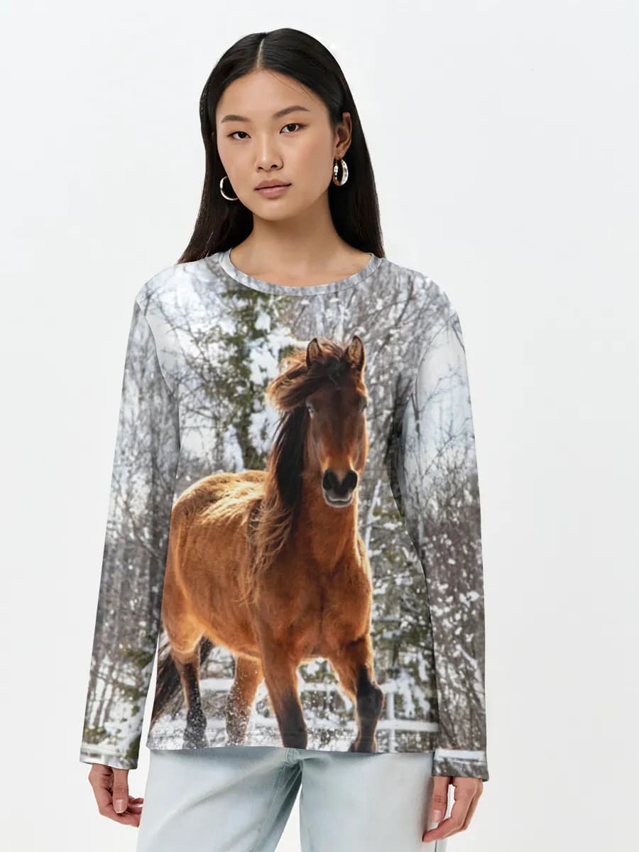 Damen Baumwoll Langarmshirt