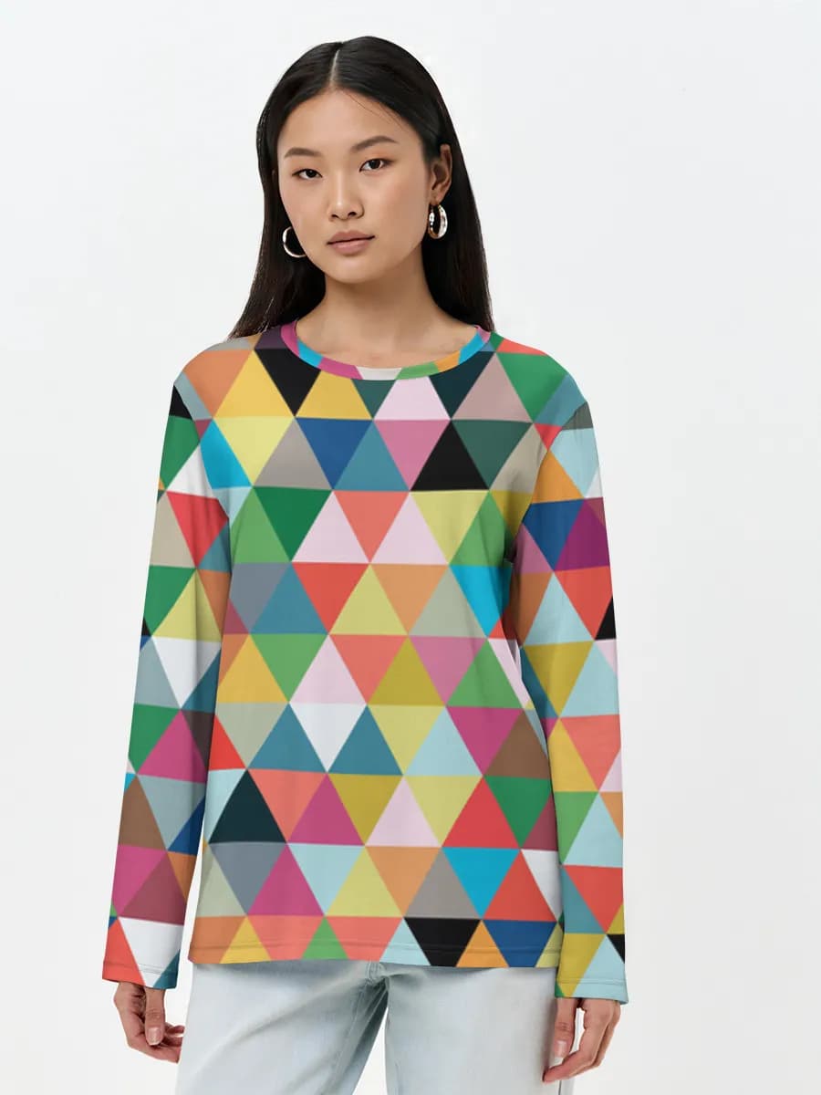 Damen Baumwoll Langarmshirt