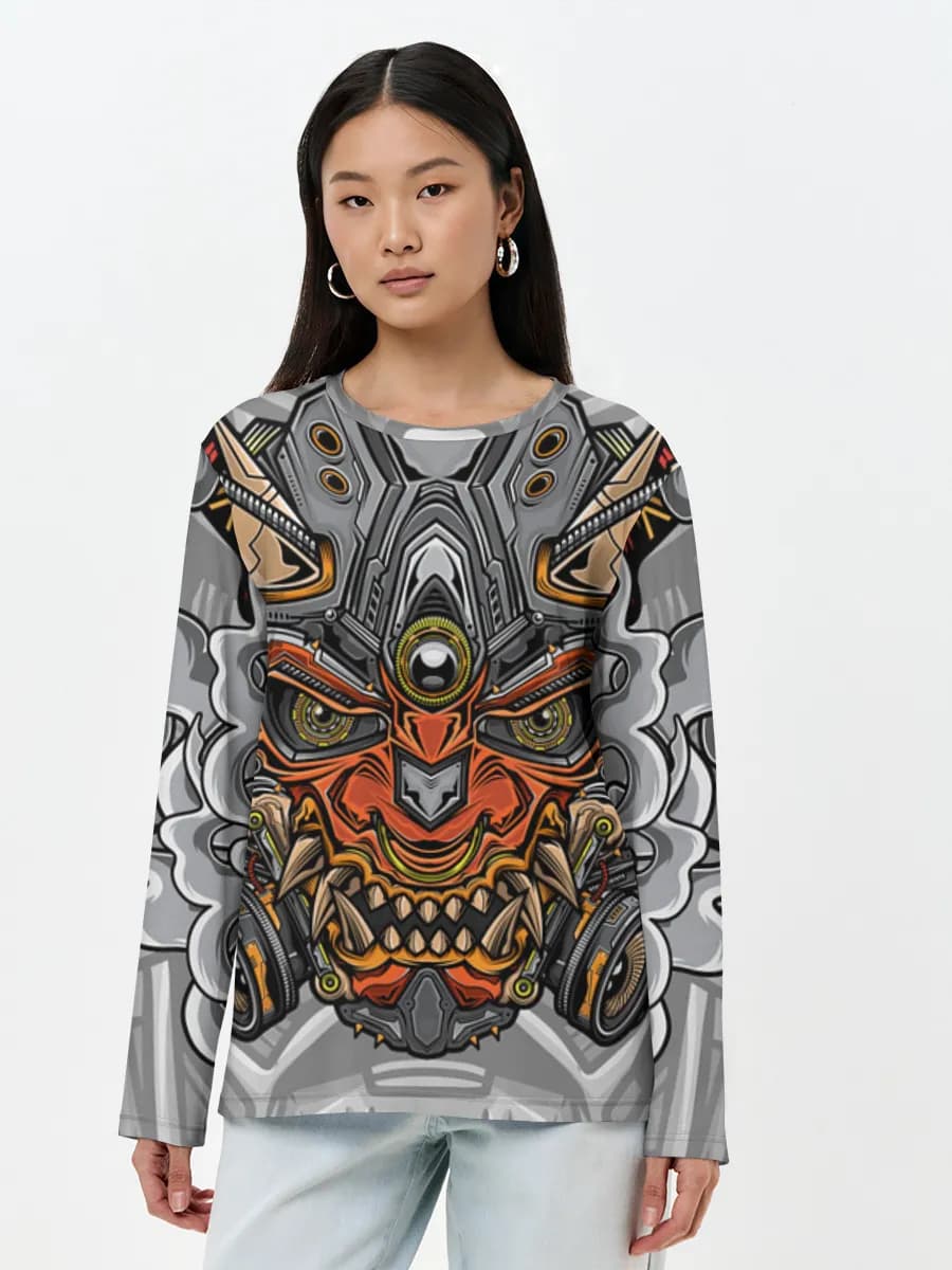 Damen Baumwoll Langarmshirt