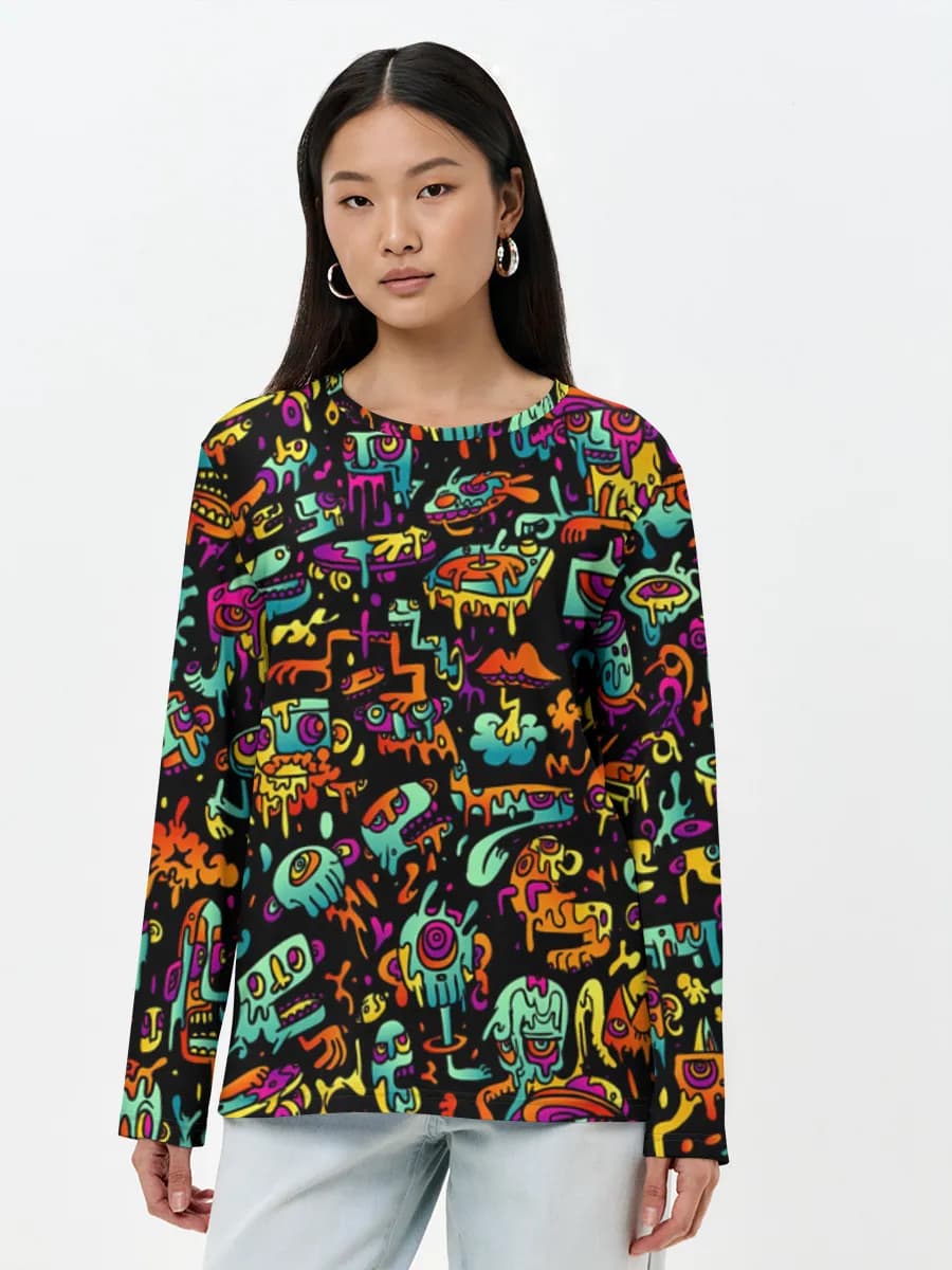 T-shirt Coton Manches Longues Femme