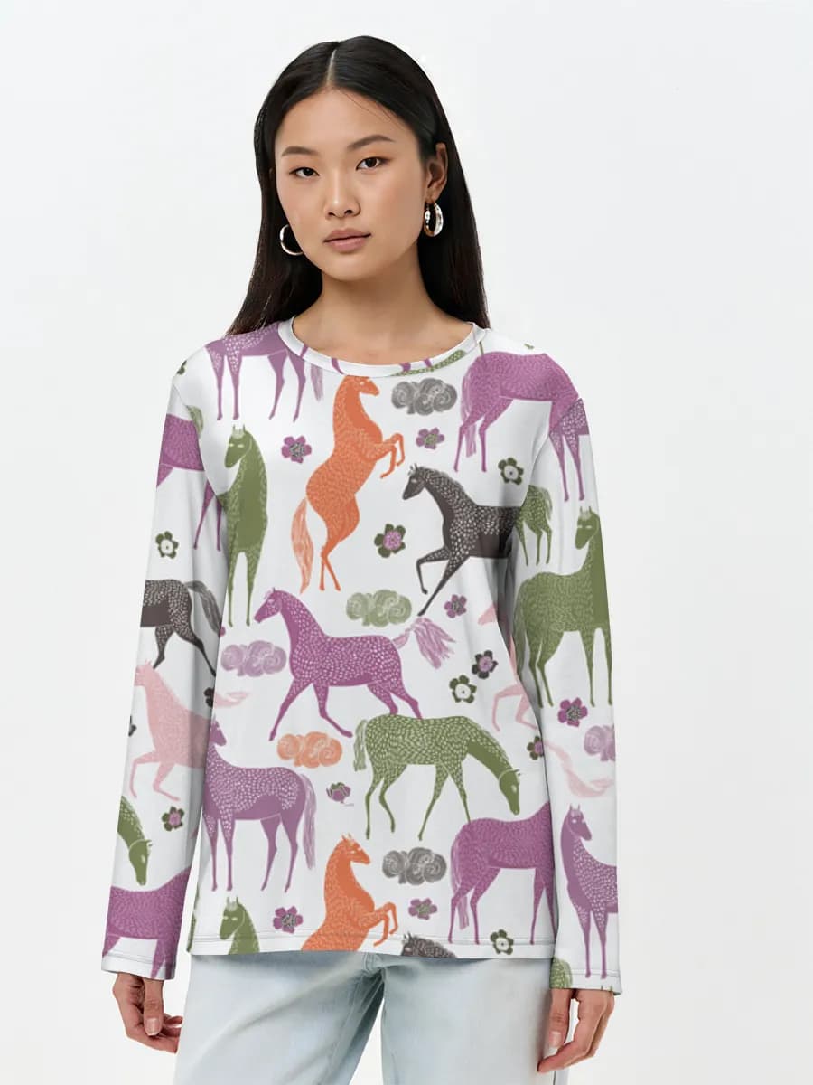 Damen Baumwoll Langarmshirt
