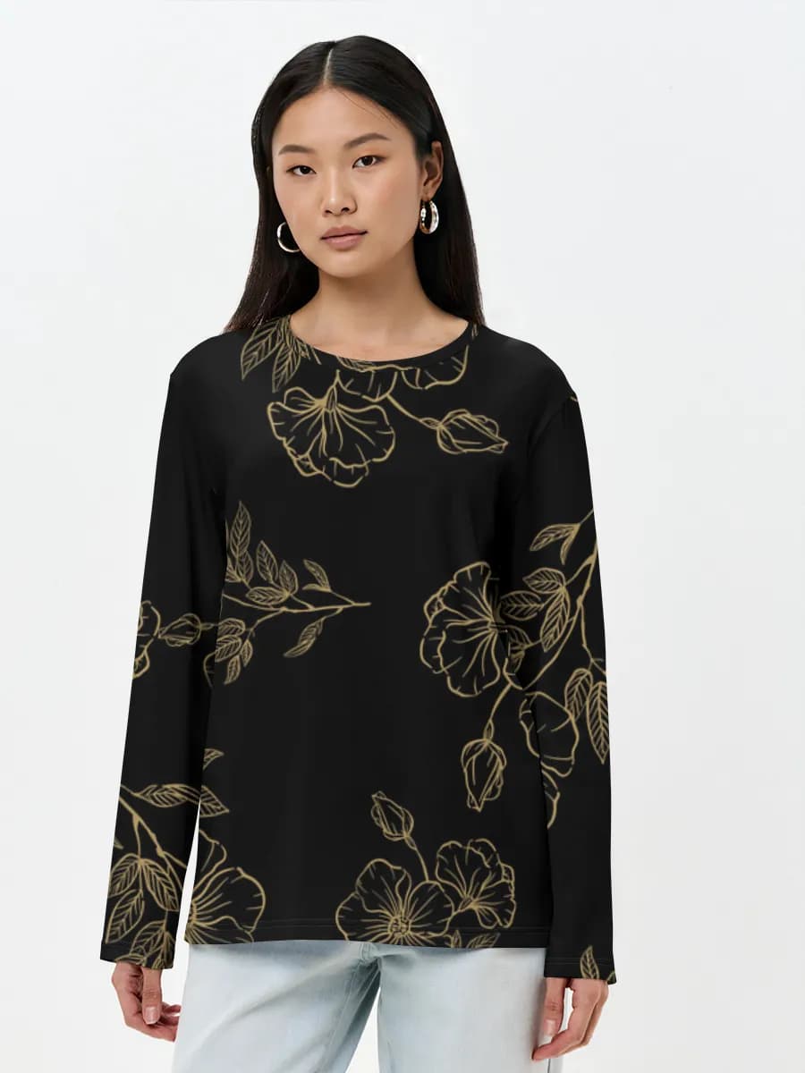 Damen Baumwoll Langarmshirt