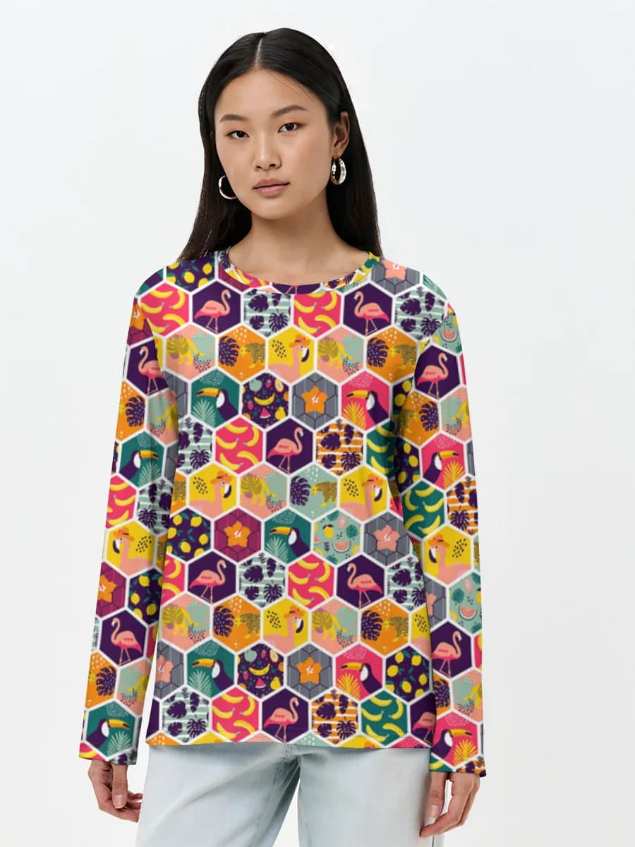 Camisa de manga larga para mujer. Algodón.
