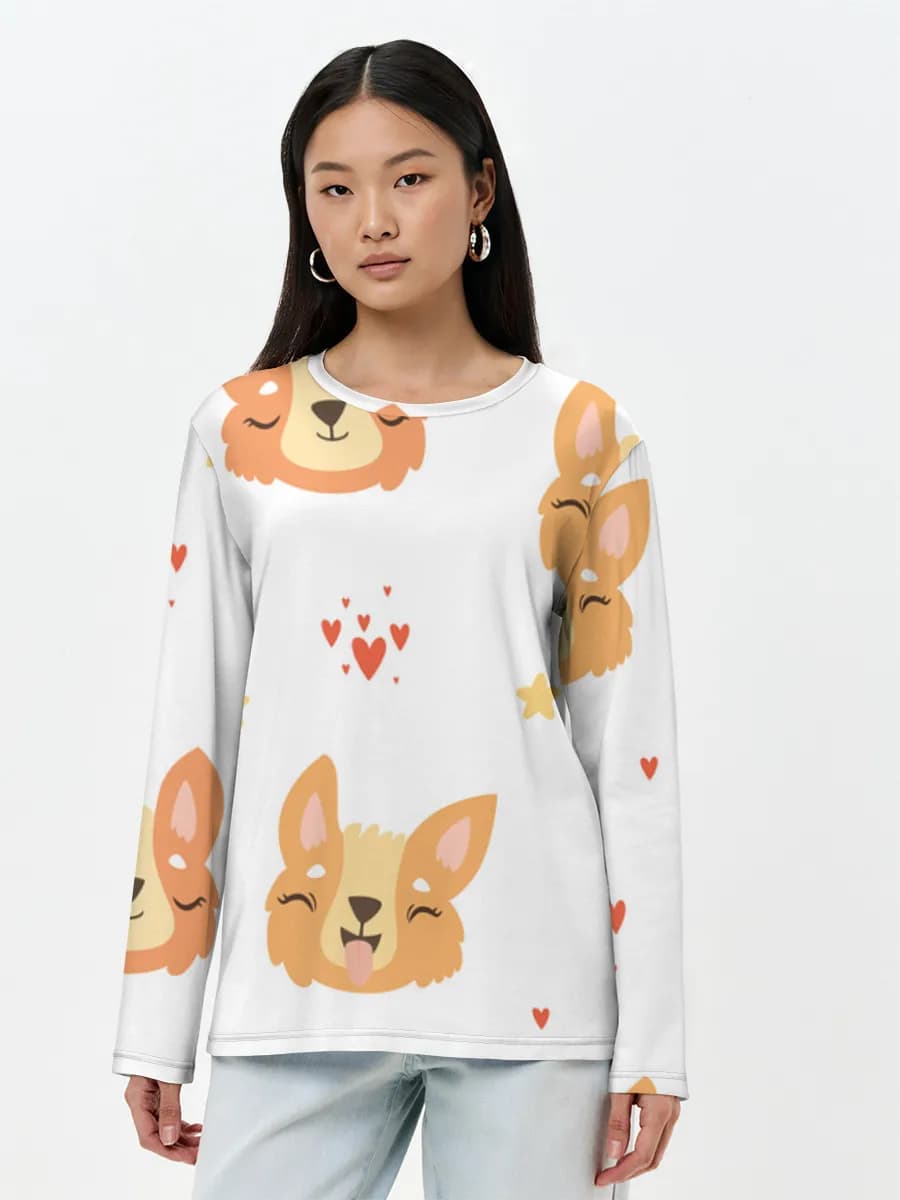 Damen Baumwoll Langarmshirt