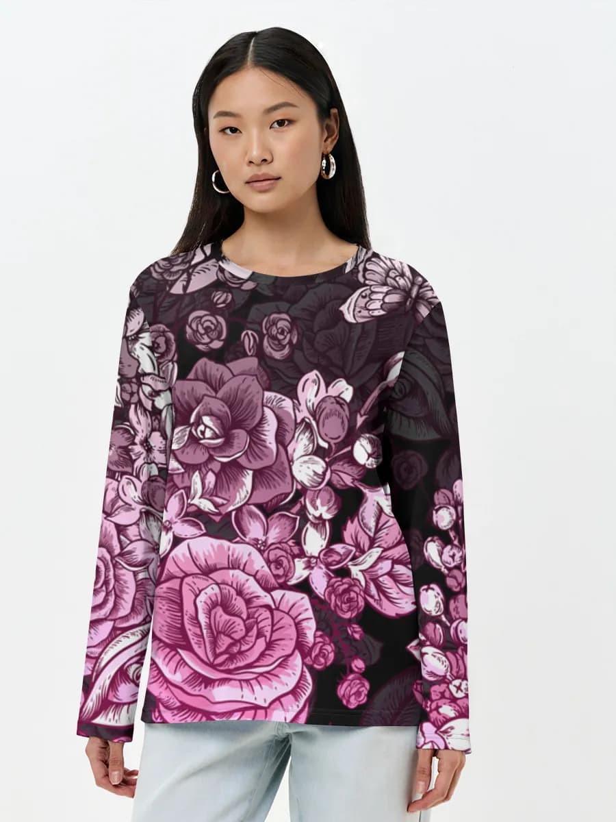 Damen Baumwoll Langarmshirt
