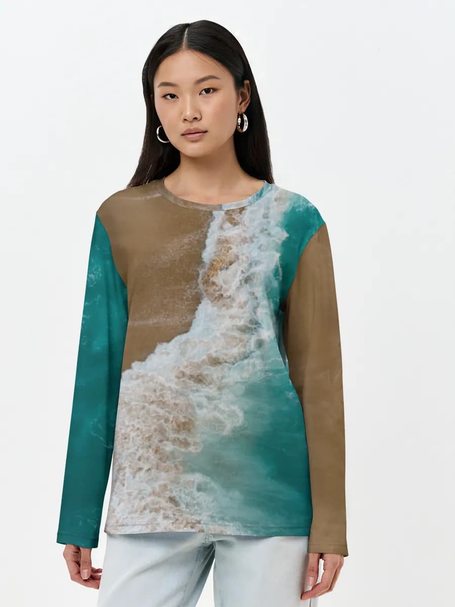 Damen Baumwoll Langarmshirt