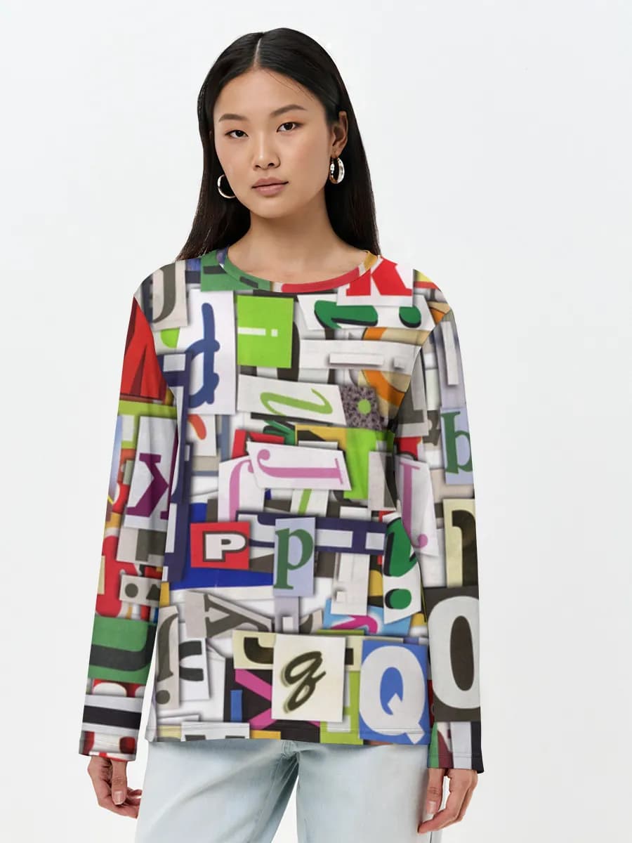 Damen Baumwoll Langarmshirt