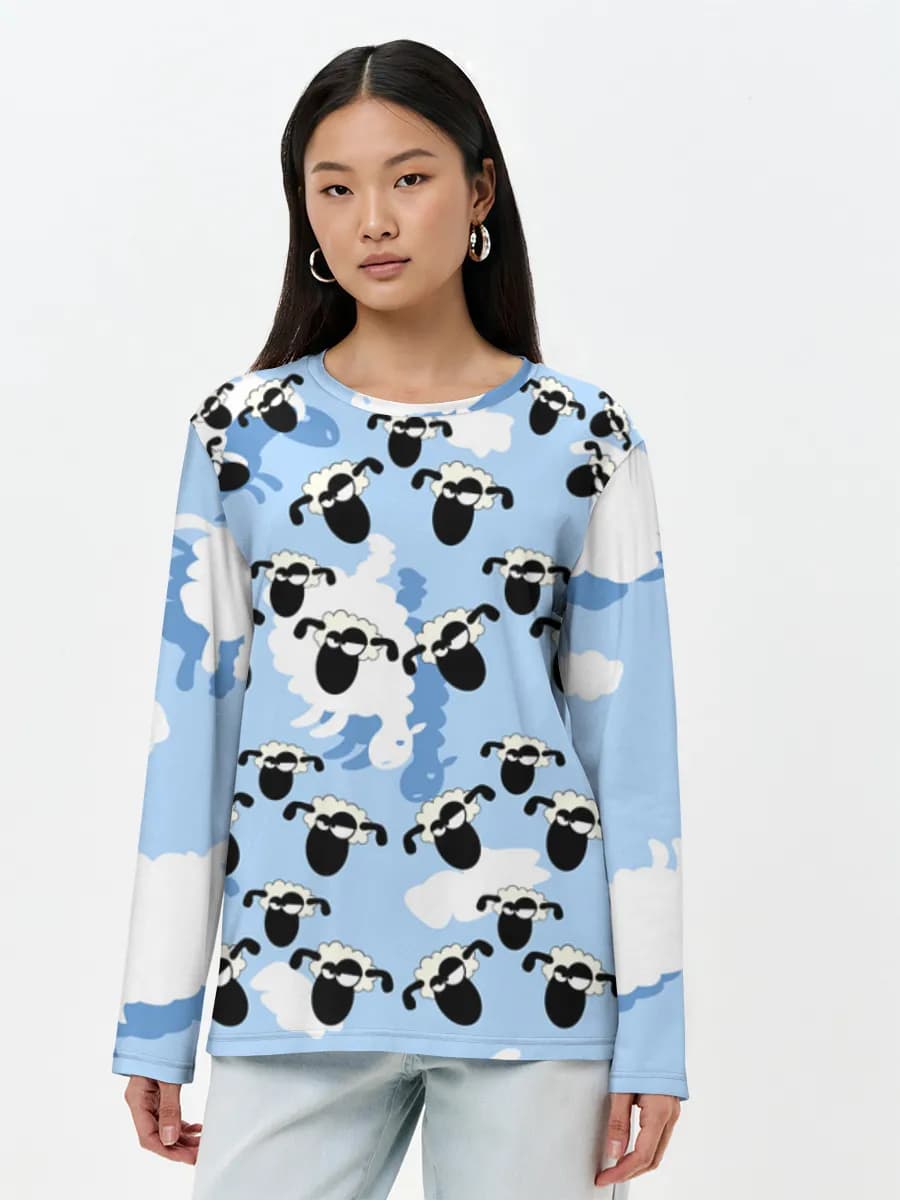 Damen Baumwoll Langarmshirt