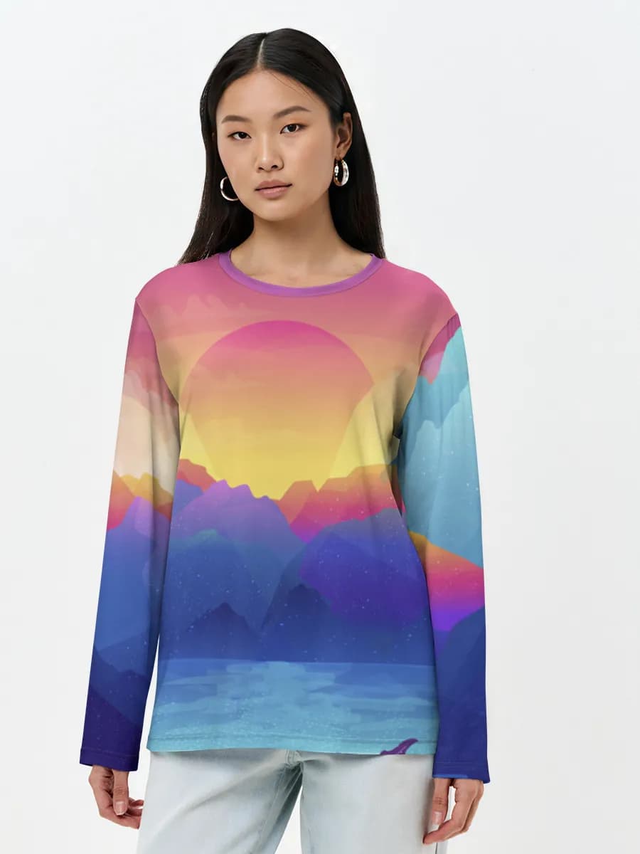 Damen Baumwoll Langarmshirt
