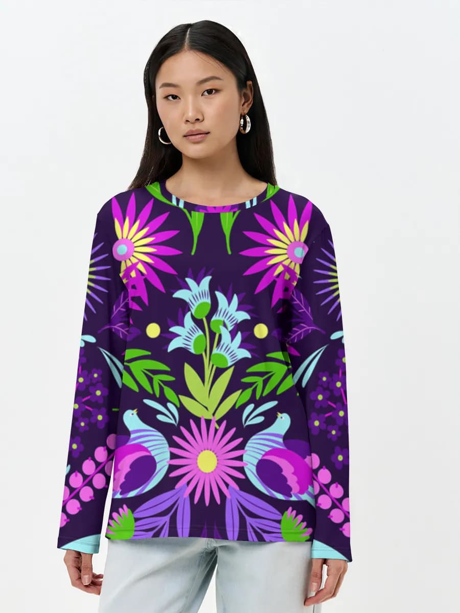 Damen Baumwoll Langarmshirt