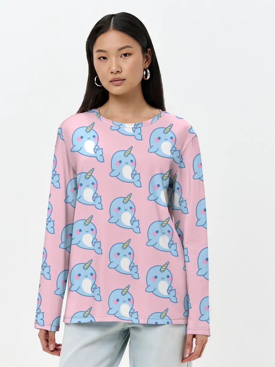 Damen Baumwoll Langarmshirt