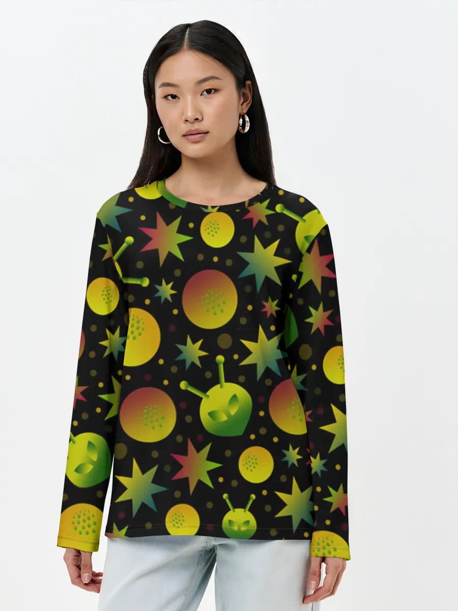 Damen Baumwoll Langarmshirt