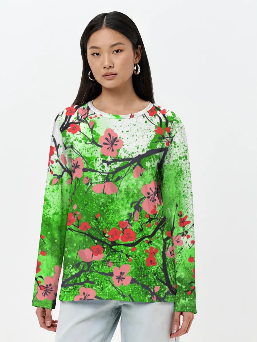 Damen Baumwoll Langarmshirt