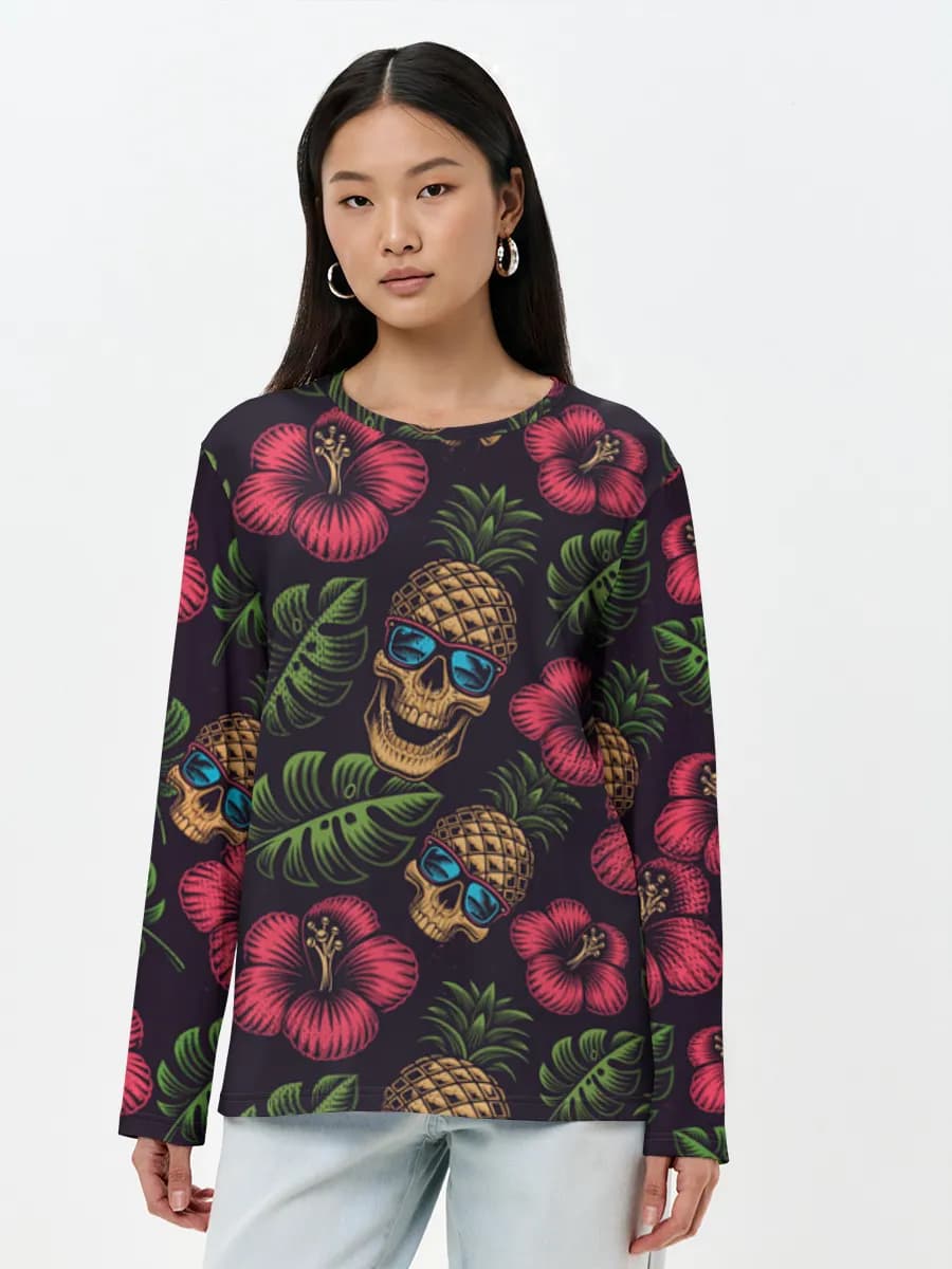 Damen Baumwoll Langarmshirt