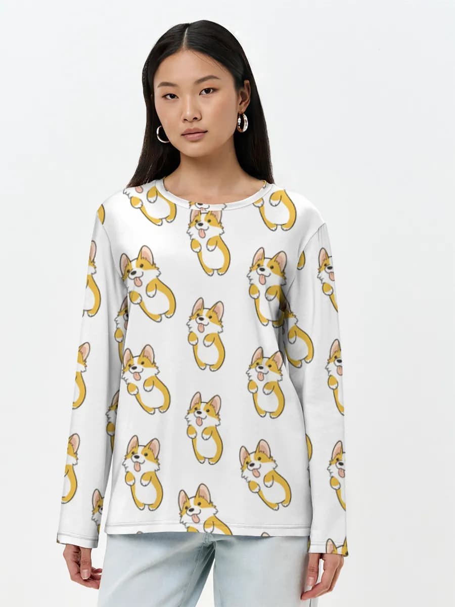 Damen Baumwoll Langarmshirt