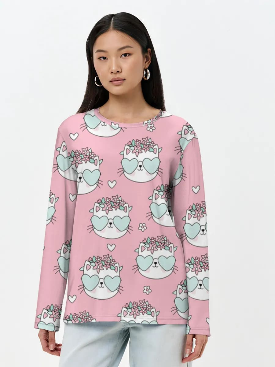 Camisa de manga larga para mujer. Algodón.