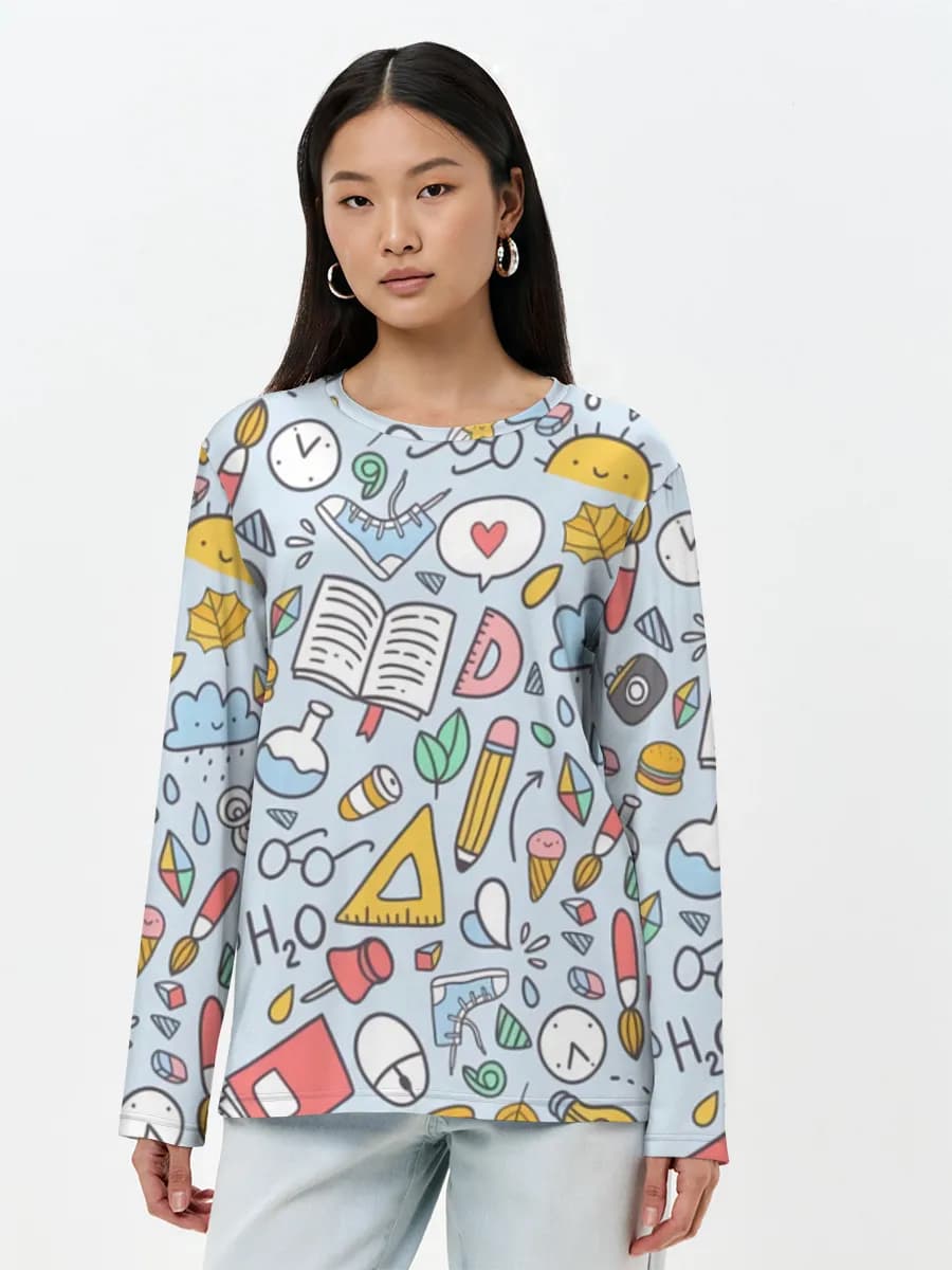 Damen Baumwoll Langarmshirt