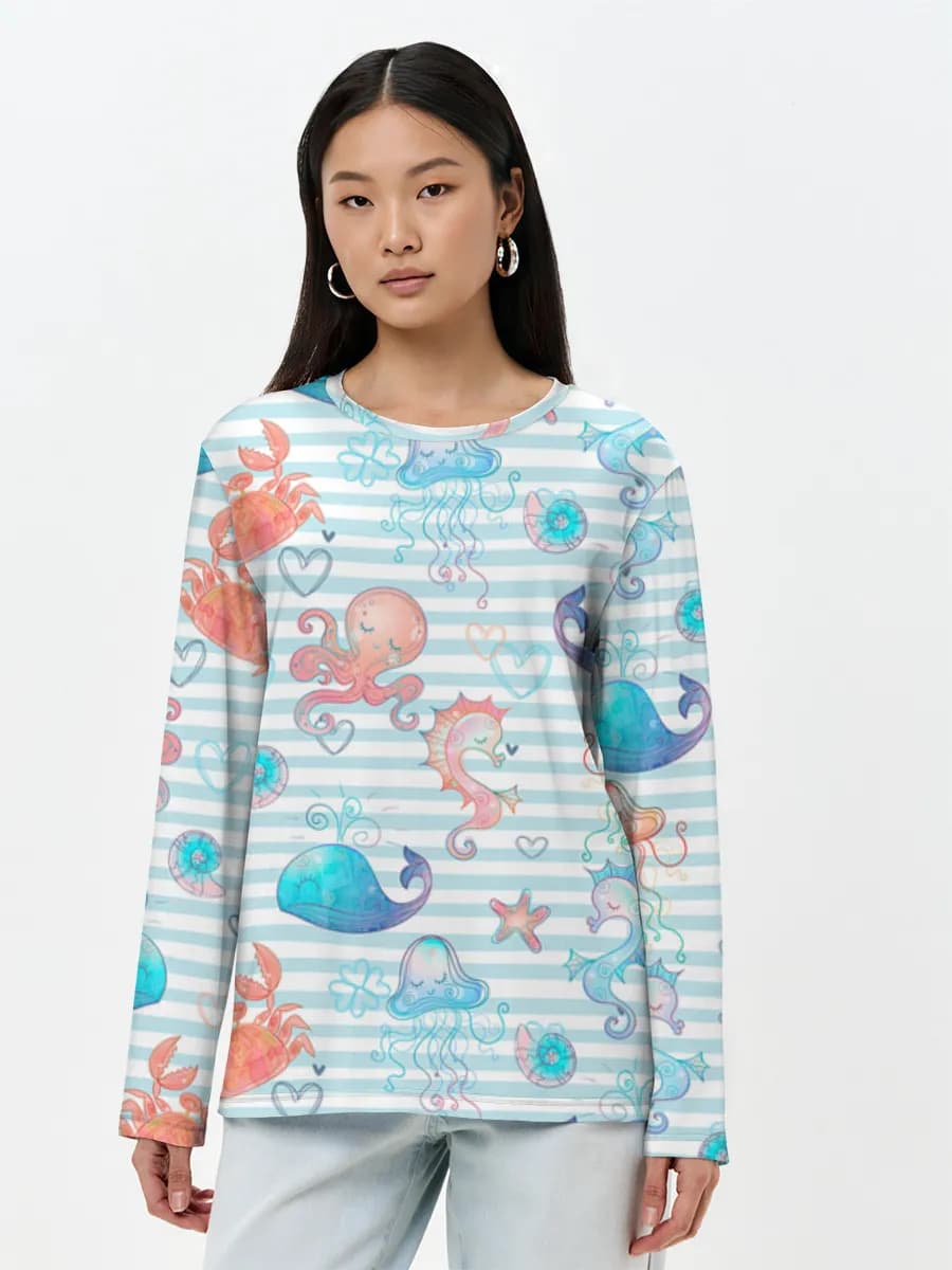 Damen Baumwoll Langarmshirt