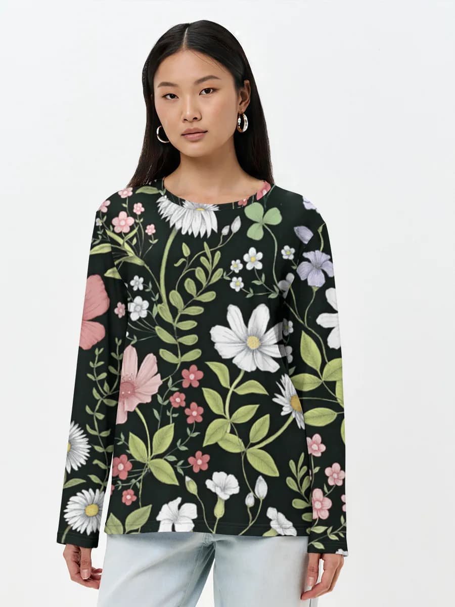 Damen Baumwoll Langarmshirt