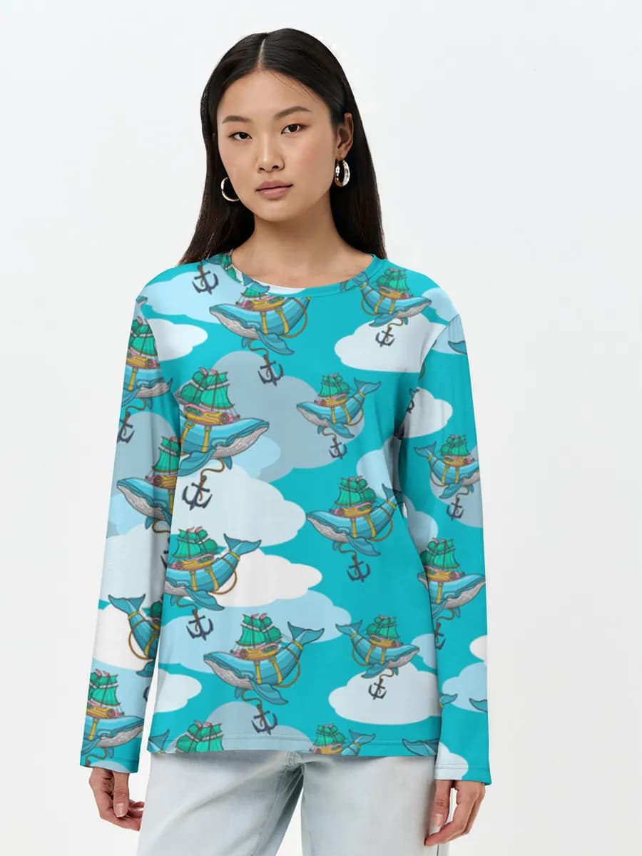 Damen Baumwoll Langarmshirt