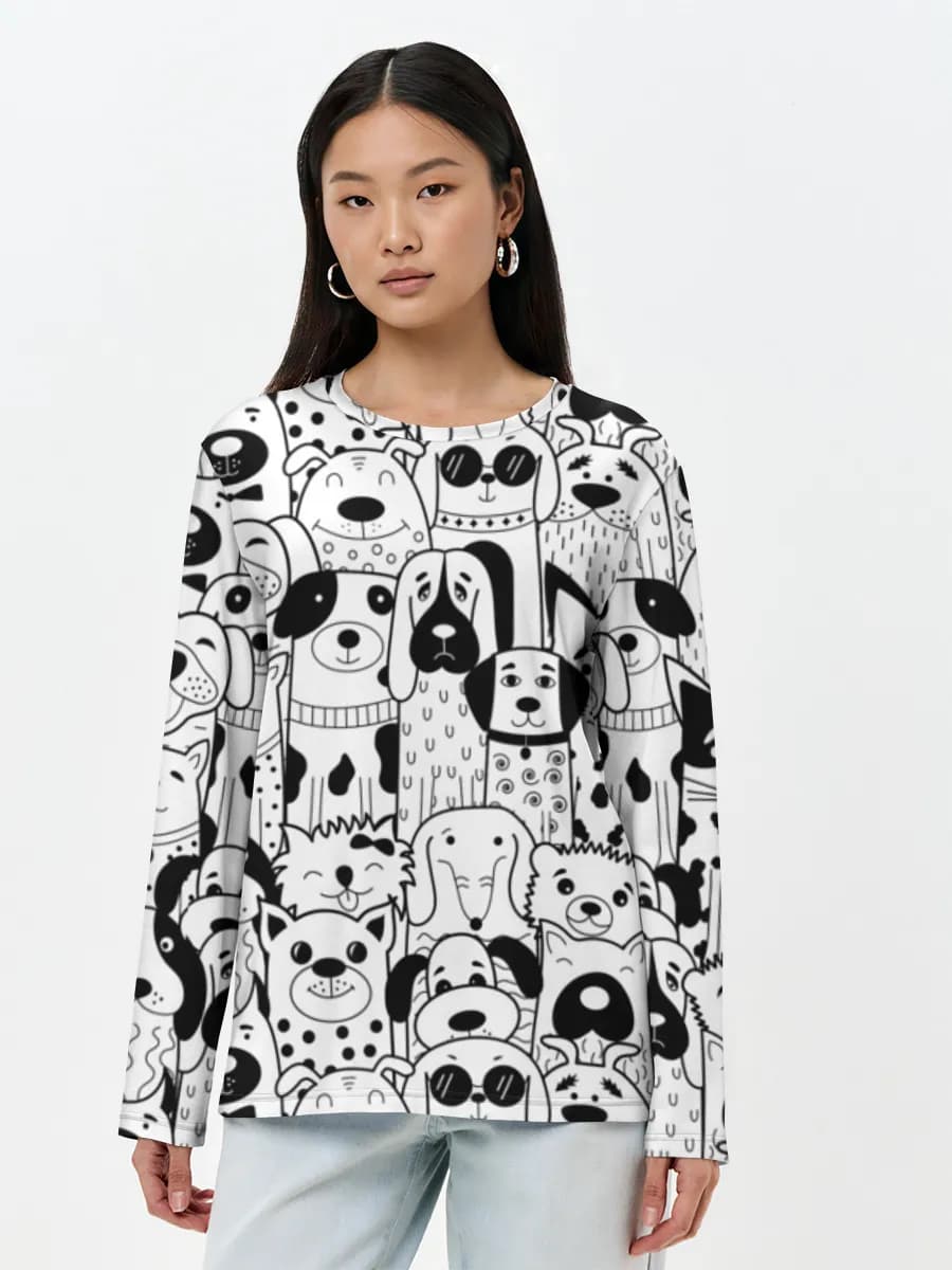 Damen Baumwoll Langarmshirt