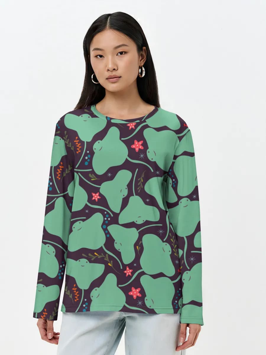 Damen Baumwoll Langarmshirt
