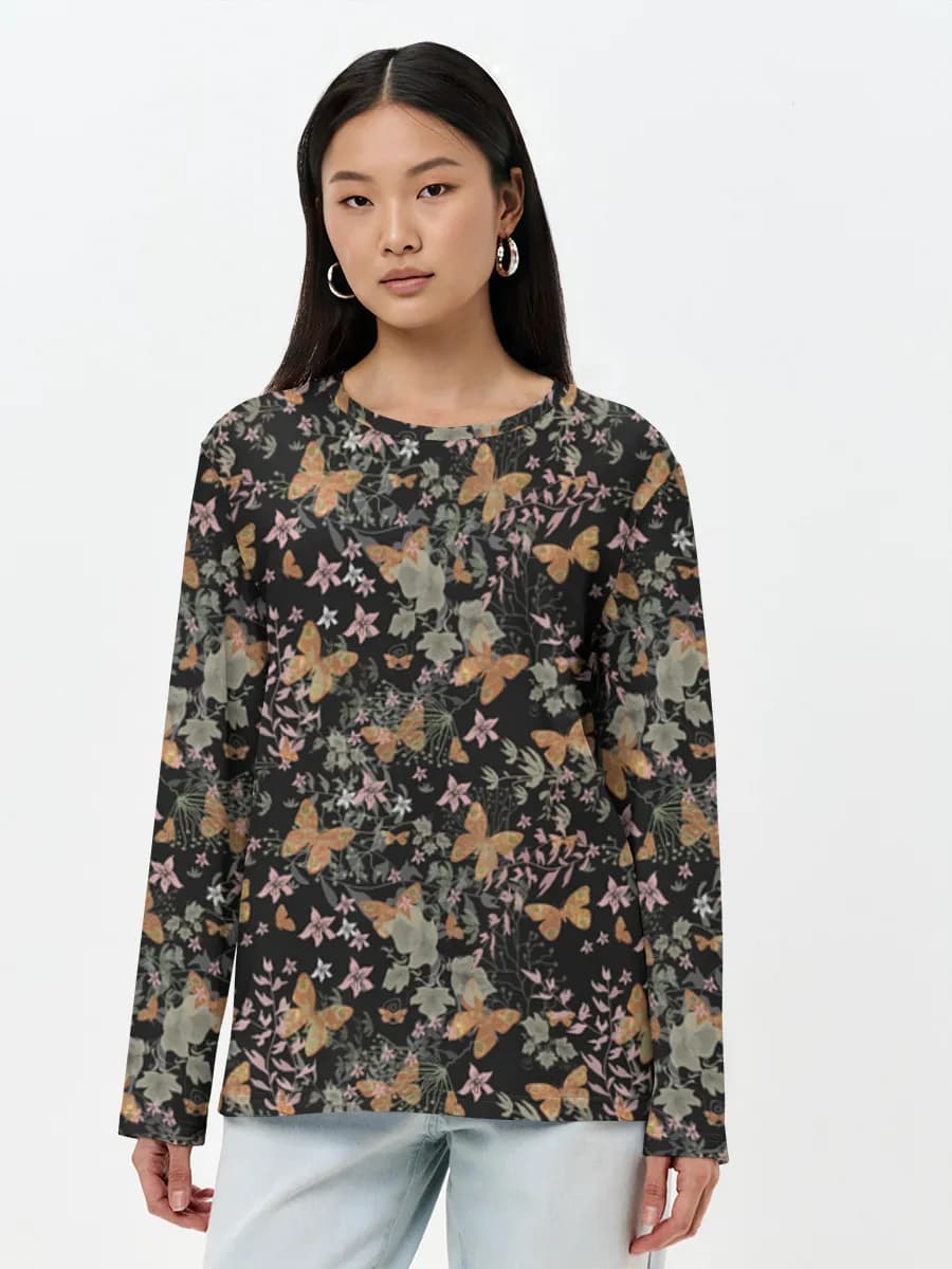 Damen Baumwoll Langarmshirt