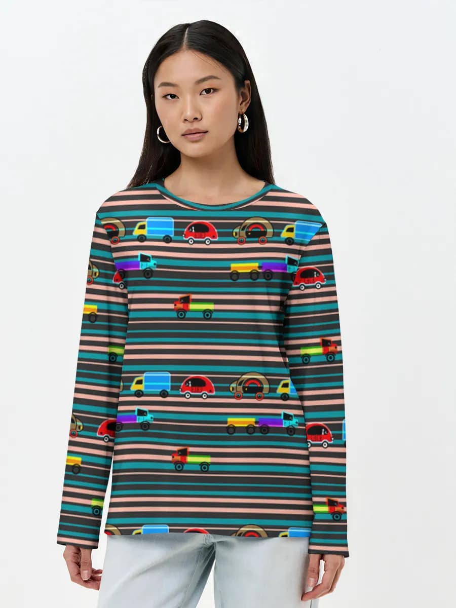 Damen Baumwoll Langarmshirt