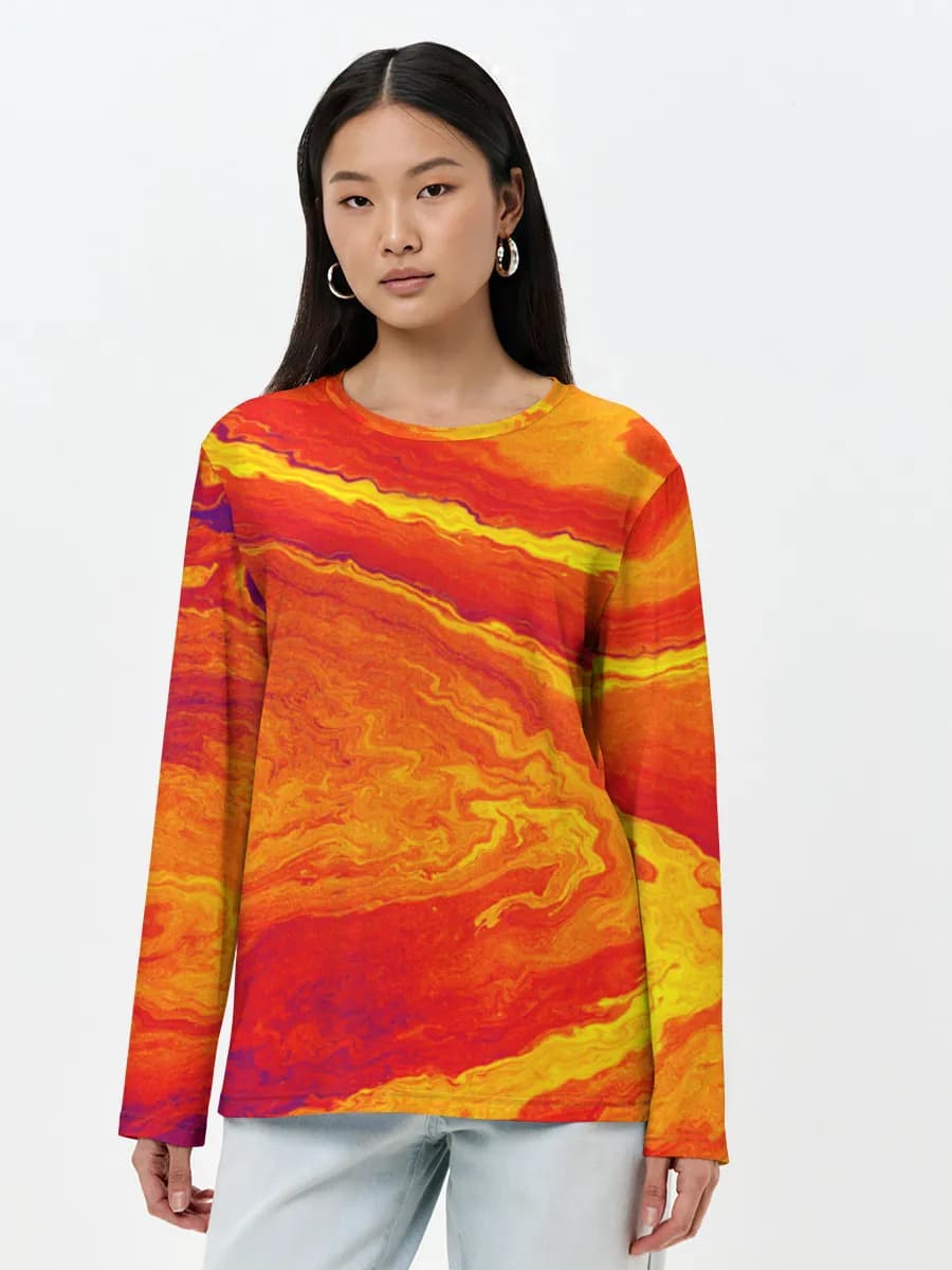 Damen Baumwoll Langarmshirt