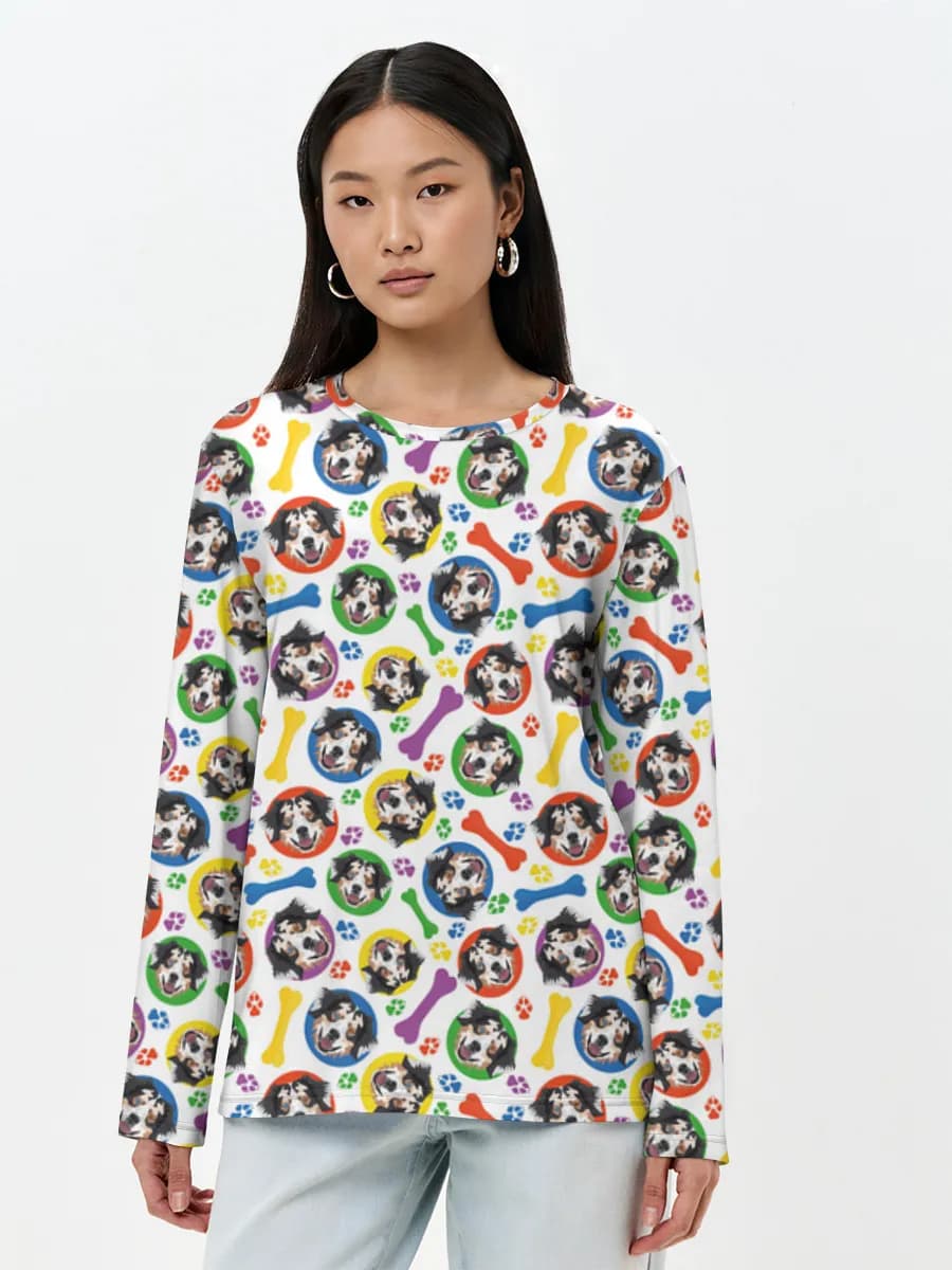 Damen Baumwoll Langarmshirt
