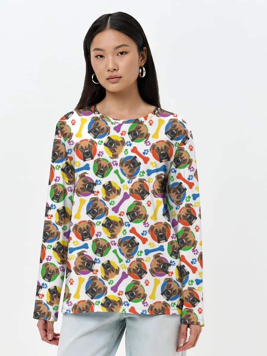 Damen Baumwoll Langarmshirt