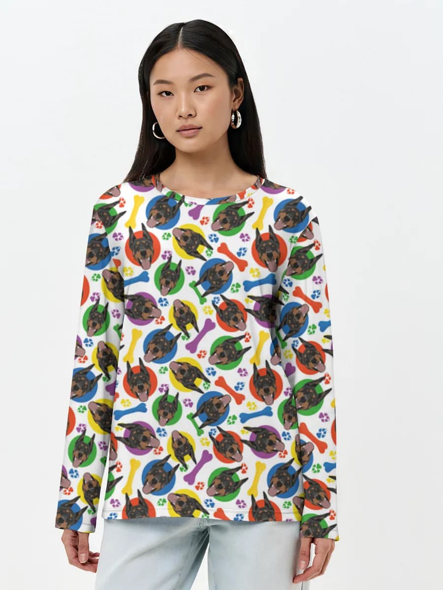 Damen Baumwoll Langarmshirt