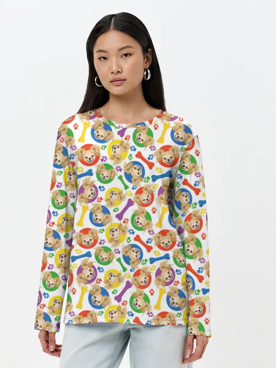 Damen Baumwoll Langarmshirt
