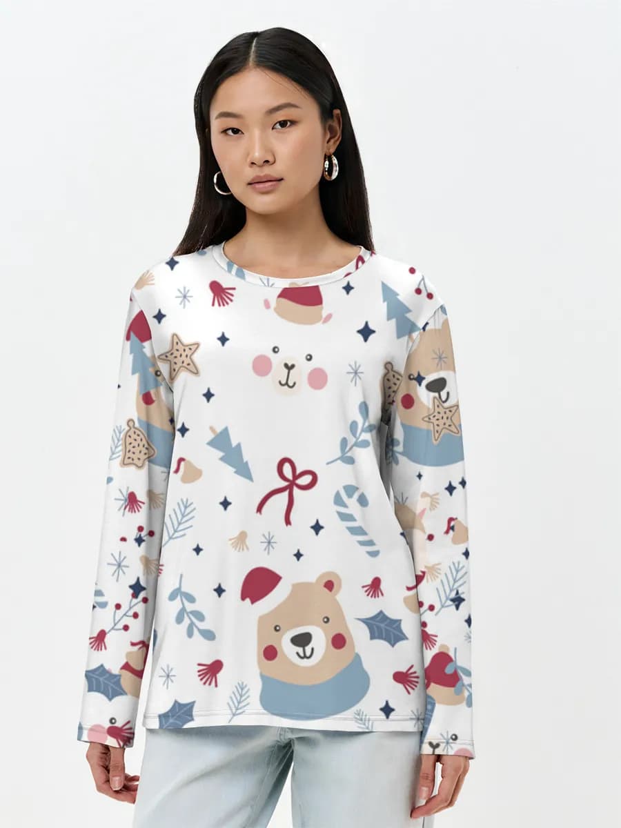 Damen Baumwoll Langarmshirt
