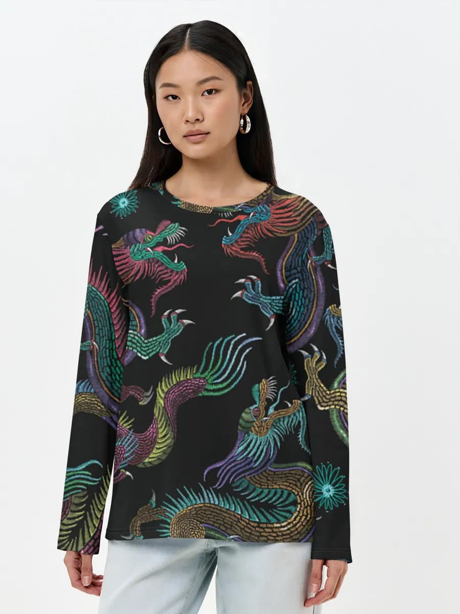 Damen Baumwoll Langarmshirt