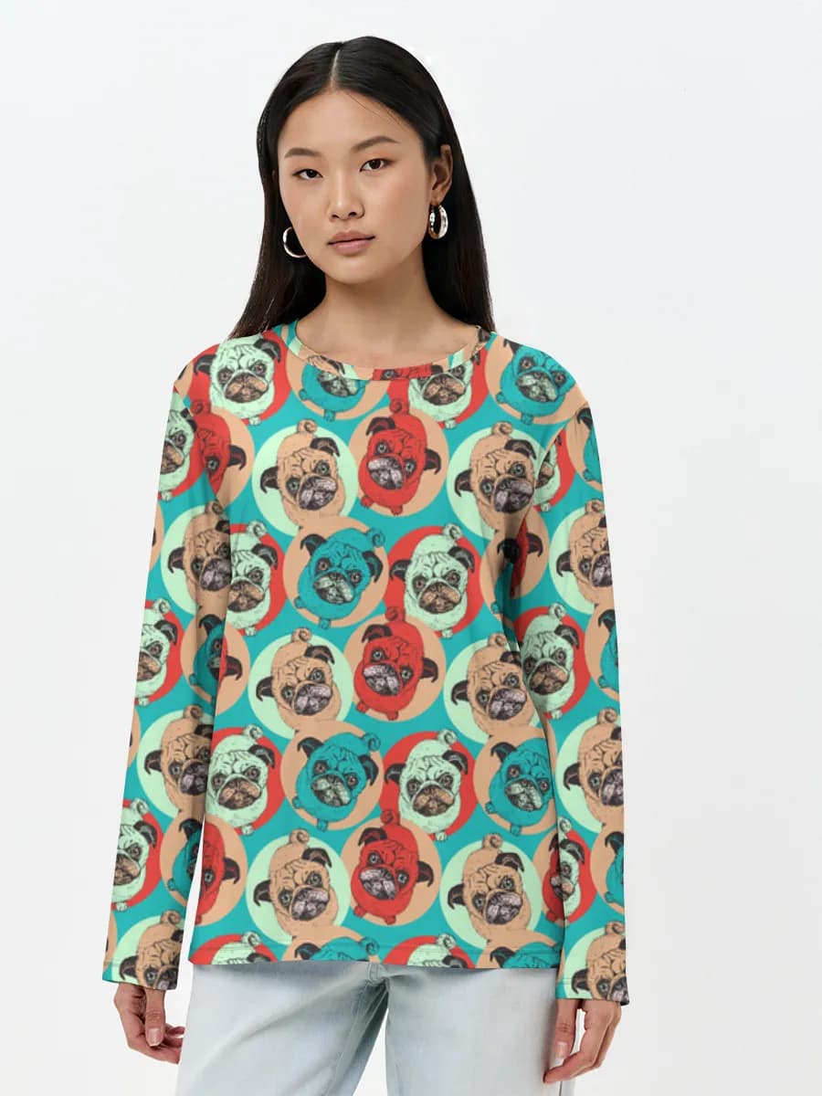 Damen Baumwoll Langarmshirt