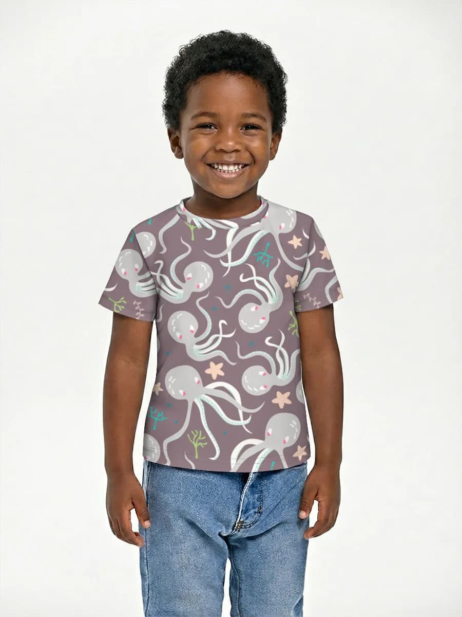 Cute Jellyfish Ocean Art — Children's cotton T-shirt (for boys. Copy) with all-over print, Jellyfish theme
