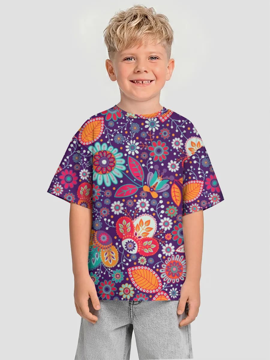 Boys' oversized cotton T-shirt