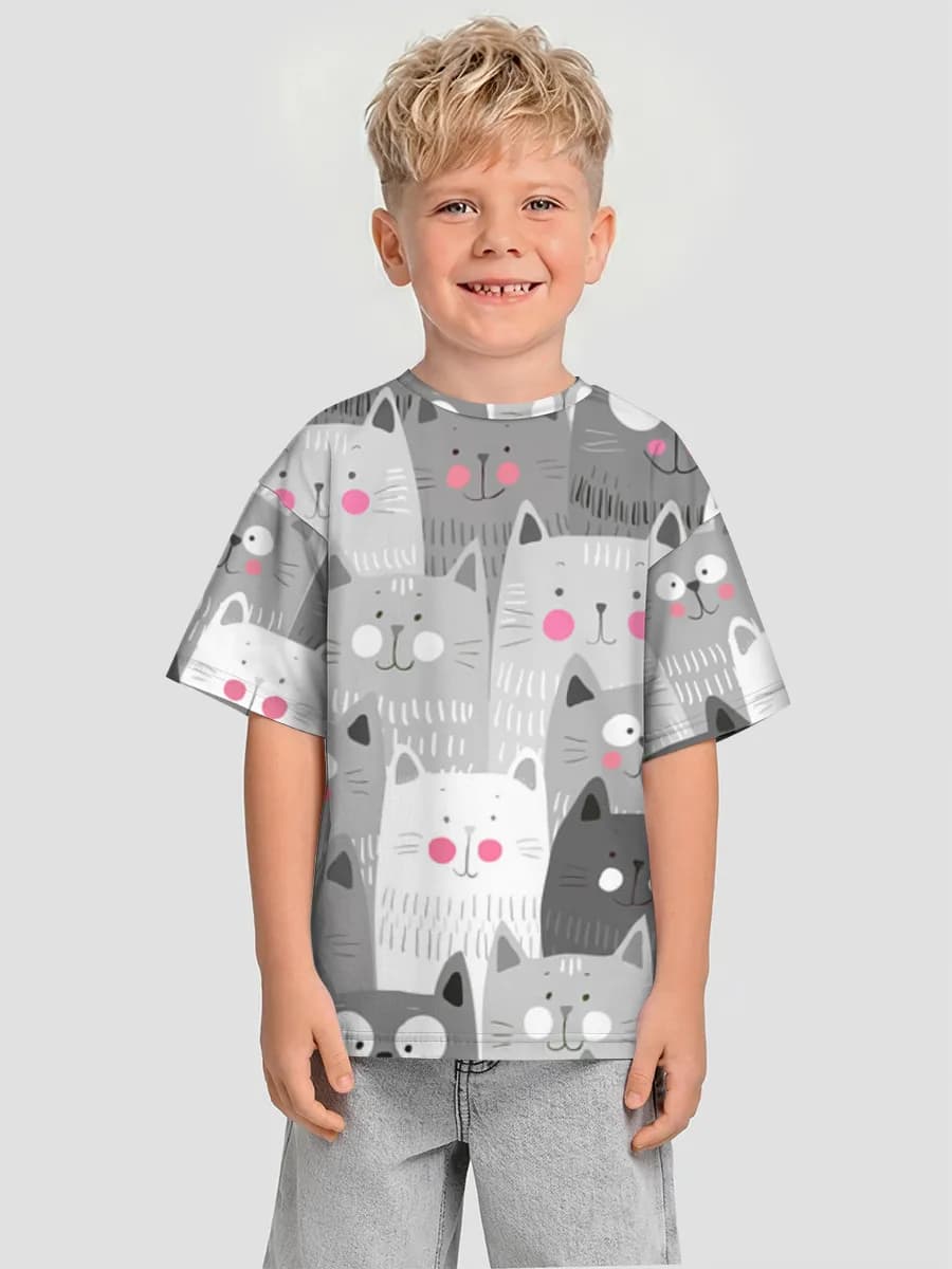 Boys' oversized cotton T-shirt