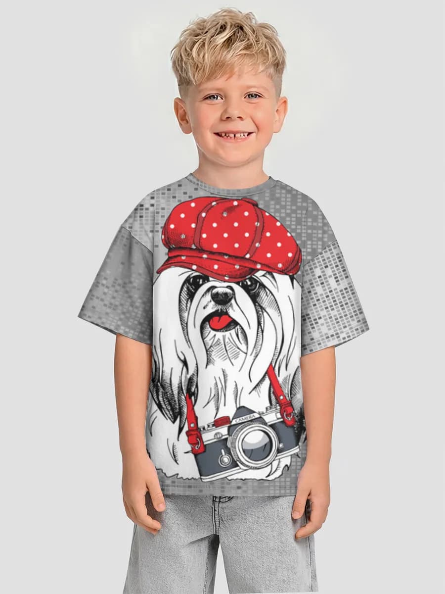 Boys' oversized cotton T-shirt