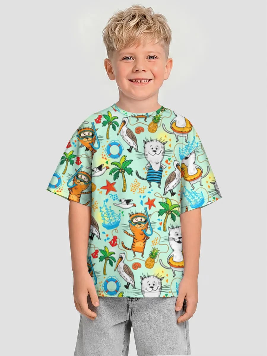 Boys' oversized cotton T-shirt