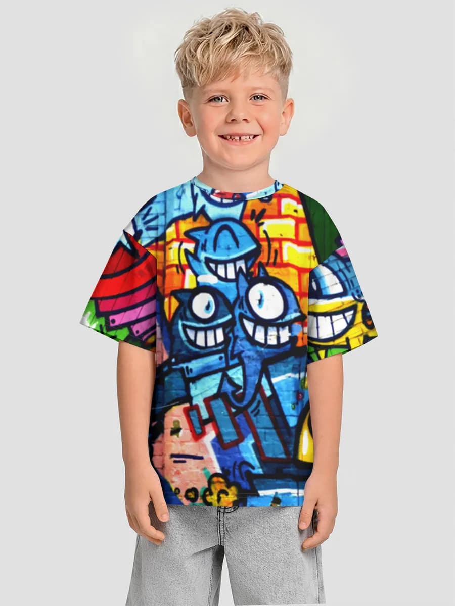 Oversized Baumwoll-T-Shirt Jungen
