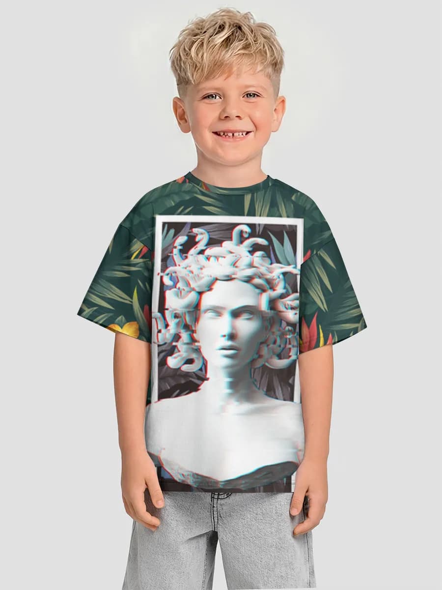 Boys' oversized cotton T-shirt