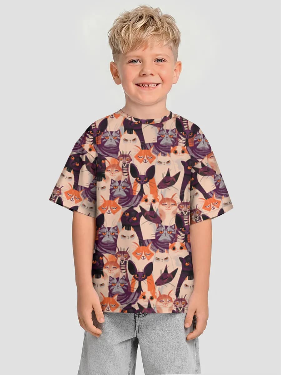 Boys' oversized cotton T-shirt