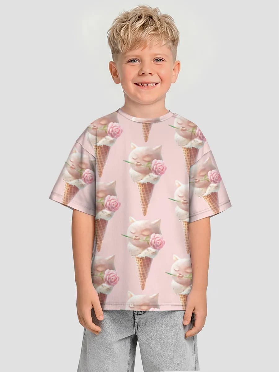 Boys' oversized cotton T-shirt