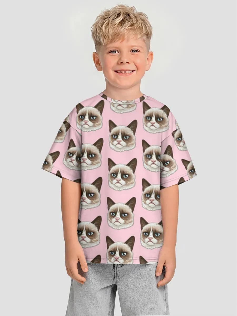 Boys' oversized cotton T-shirt
