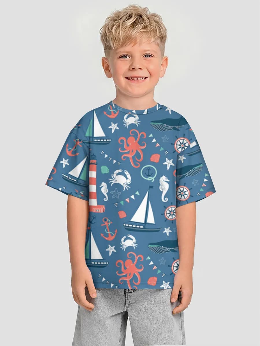 Boys' oversized cotton T-shirt
