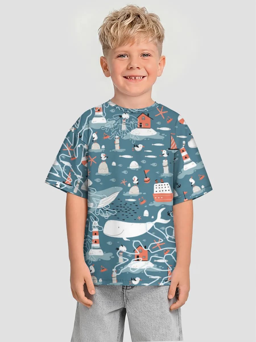 Boys' oversized cotton T-shirt
