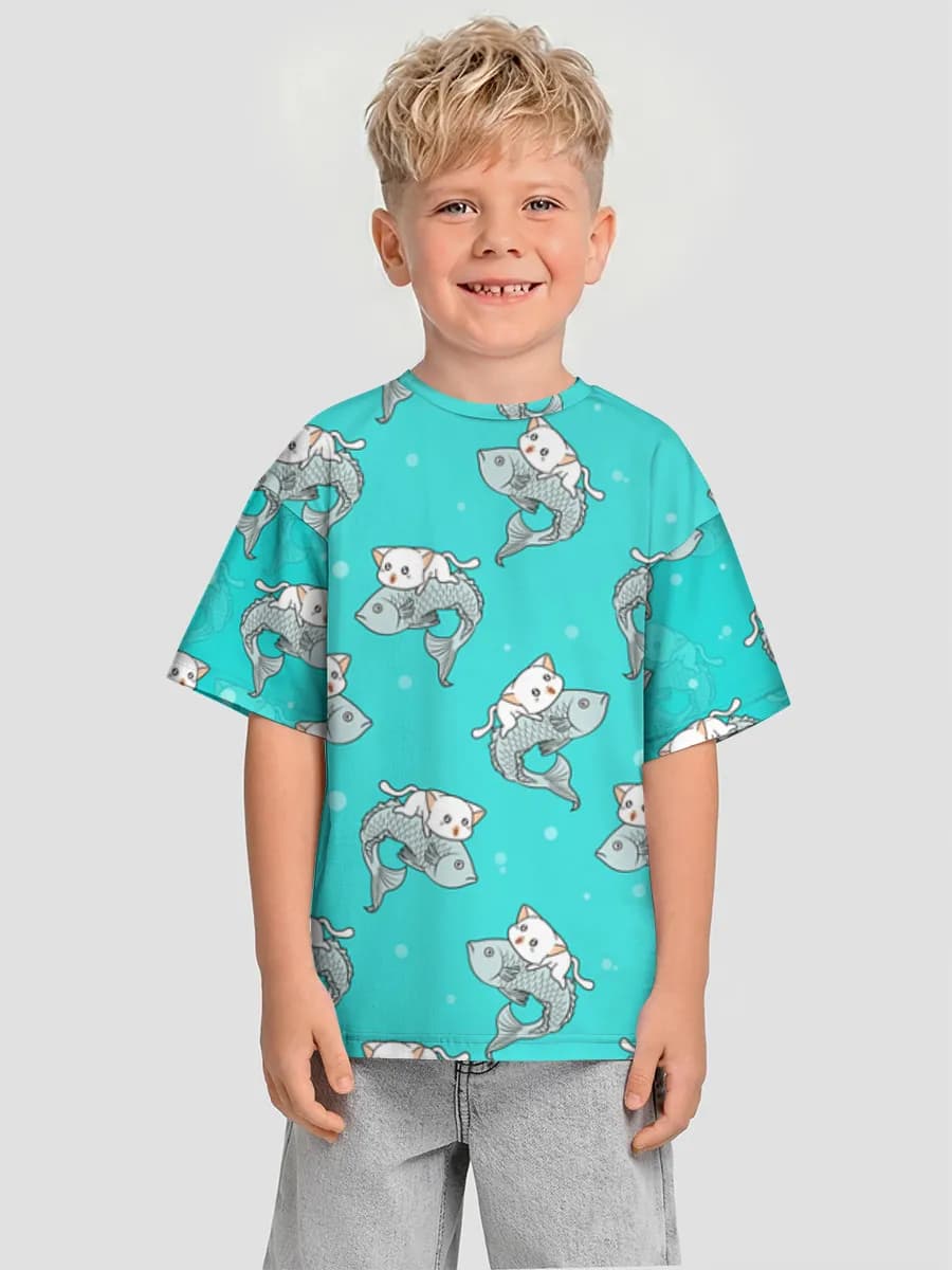 Boys' oversized cotton T-shirt