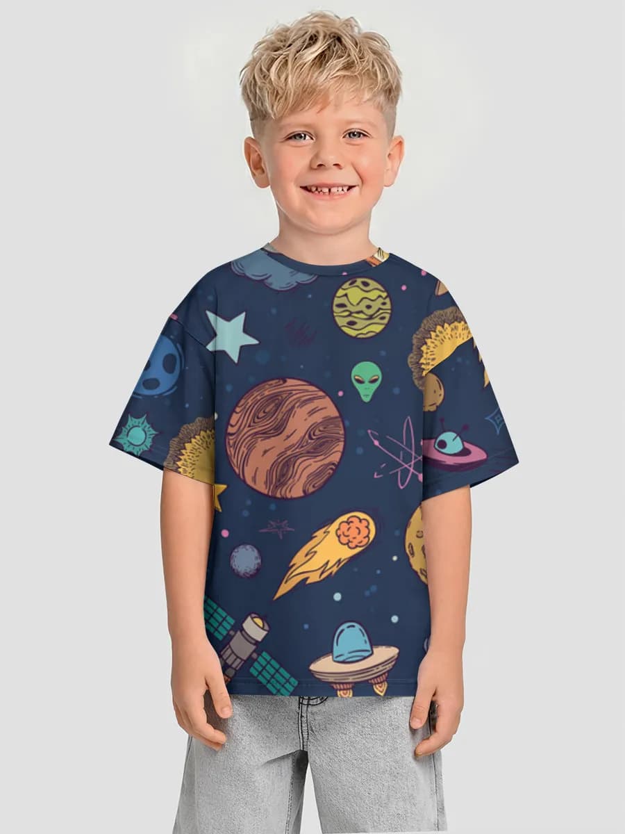 Boys' oversized cotton T-shirt